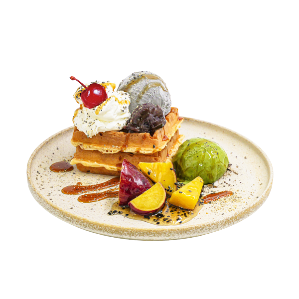 Black Sesame Matcha Japanese Waffle image