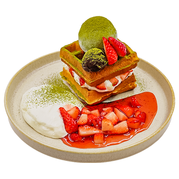 抹茶いちごワッフル写真